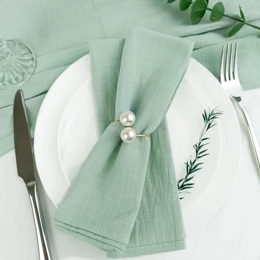 24pcs Napkins Cotton Soft Dinner Napkins Cloth 30x45cm Baby Blue Rustic Table Napkins for Wedding Party Easter Table Decoration