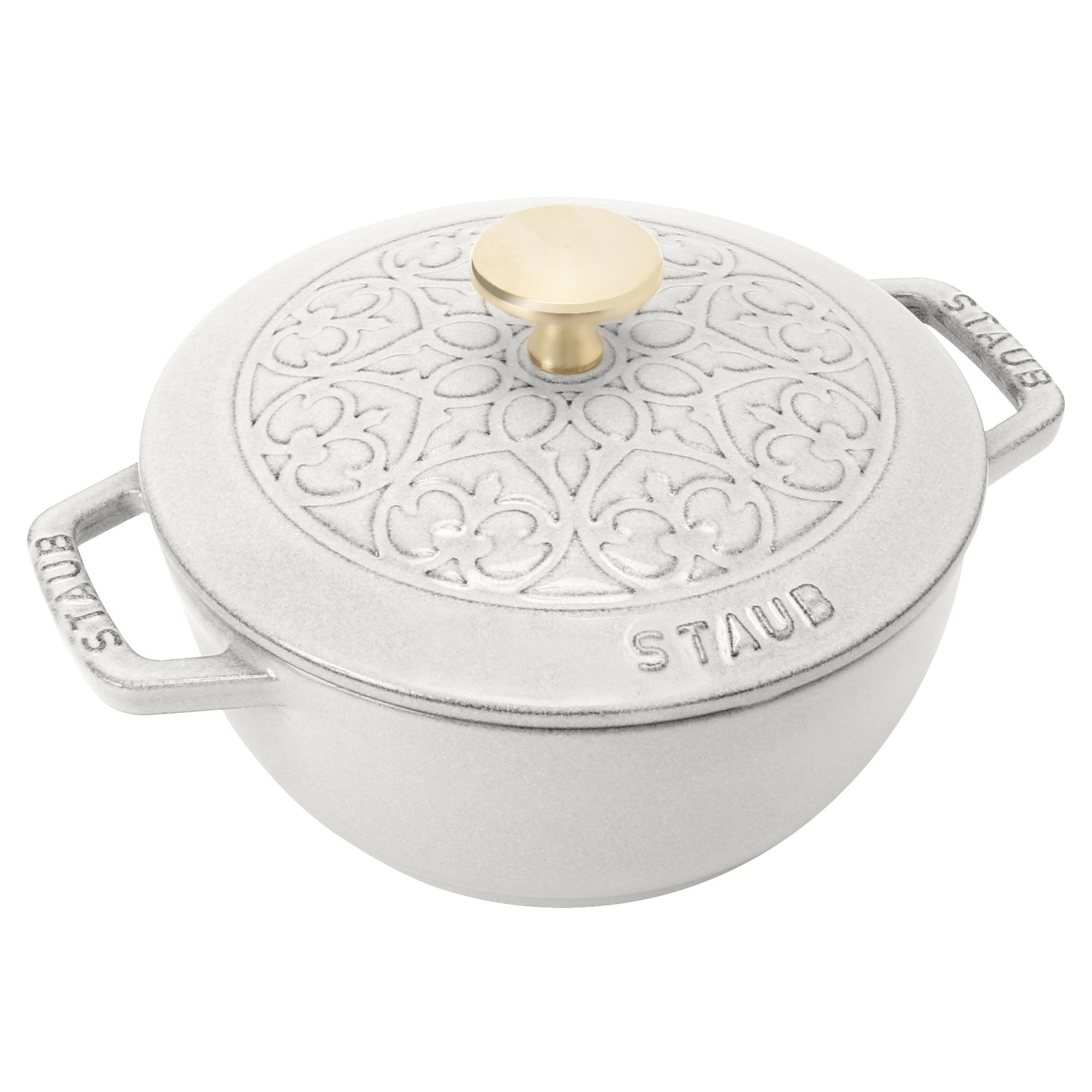 

Staub Lily Campagne Маленький 16 см Чугунный Эмалированный Подходит для индукционных плит Номер Официальный Японский Lily Wa-NABE Кастрюля с двумя ручками, [Серийный номер в комплекте,