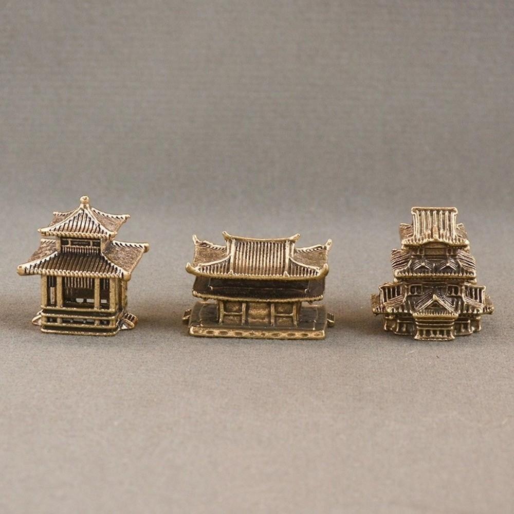 New Brass Micro Landscape Chinese Rockery Ancient Pavilion Ancient Architecture Miniature Model Bonsai Fish Tank Decoration