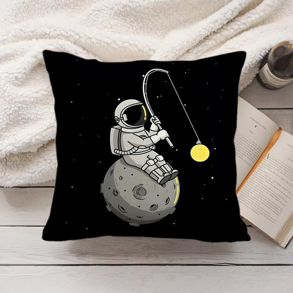 Cute Cartoon Astronaut Cushion Cover Short Plush DoubleSided Printing Home Machine Washable in Warm Winter Pillow Cover