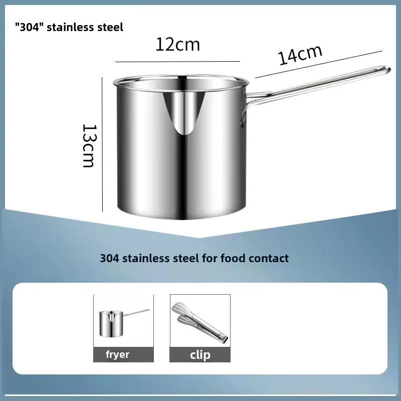 304 Stainless Steel Mini Frying Pan with Filter for Induction Cookers - Fuel-Saving, Multifunctional Household Use