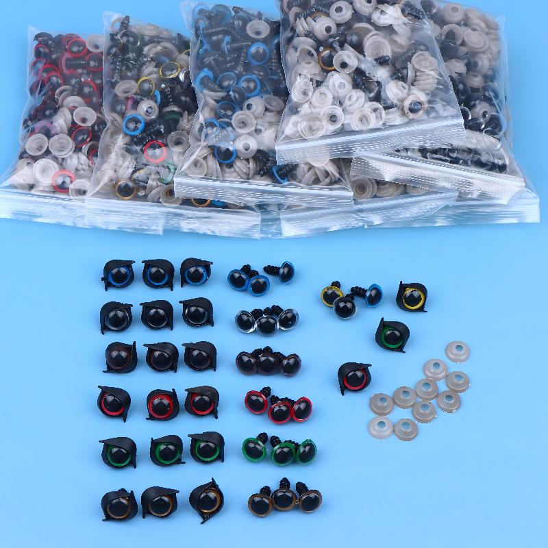 100Pcs 12mm Plastic Eyes for Bear Animal Dolls Safety Type with 50Pairs Suitable for Professional DIY Craft Making