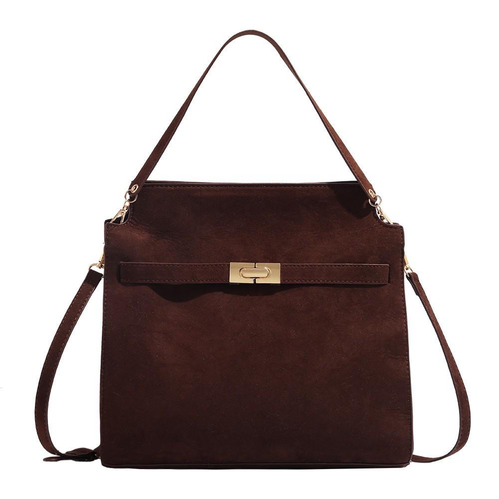 2024 New Autumn and Winter Niche High-Grade Retro Frosted Handbag Women's Large Capacity Commuter Shoulder Messenger Bag