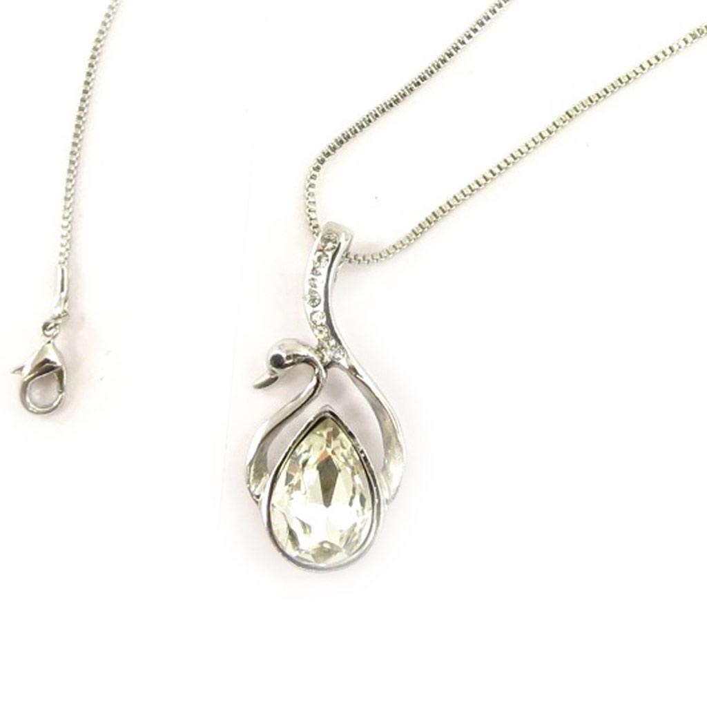 Les Trésors De Lily [K7034] - White 'Swans' Designer Necklace