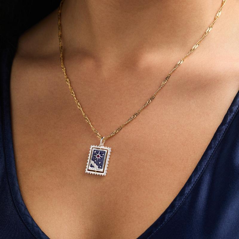 Personalisierte Mode Tarot Halskette Liebe Sonne Anhänger Halskette Galvanisiert 18K Gold Farbechtheit