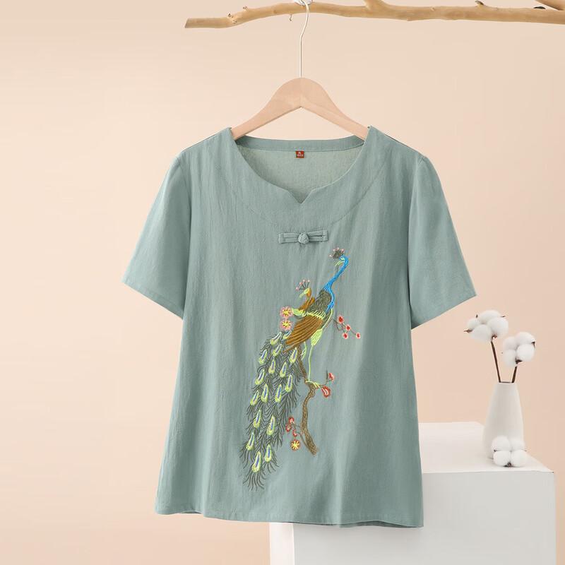 

Pure Cotton Loose Fit Summer T-Shirt for Middle-Aged Women 3XL