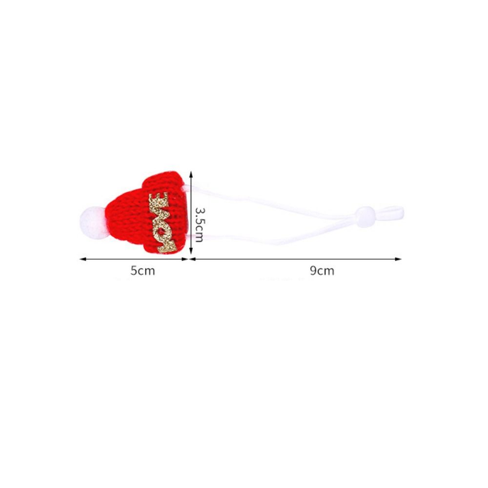 Knitted Hamster Christmas Hat Adjustable Pet Costume Headwear Cute Santa Beanie Festive Dress-Up