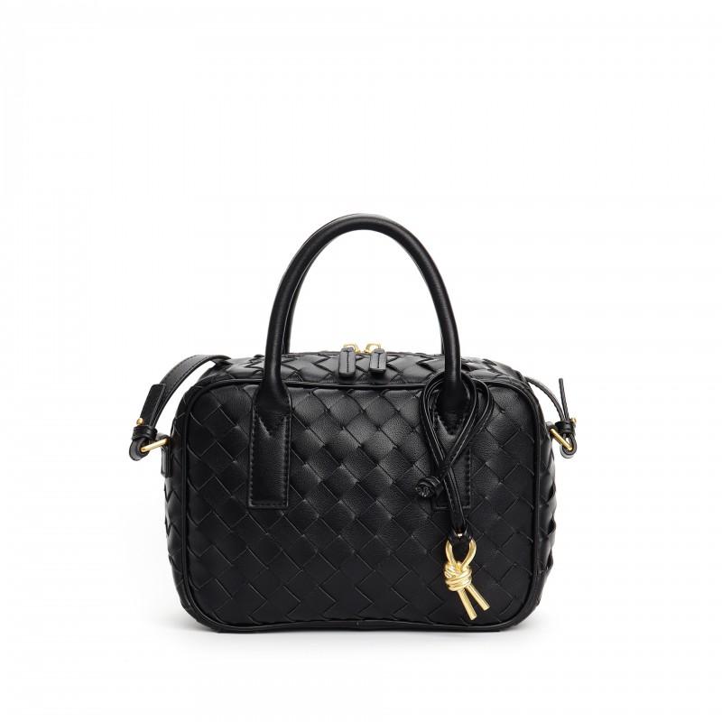 Borsa Mini Quadrata in Pelle Tessuta a Mano da Donna Morbida Vera Pelle di Mucca Tracolla a Spalla Grande Capacità Uso Quotidiano