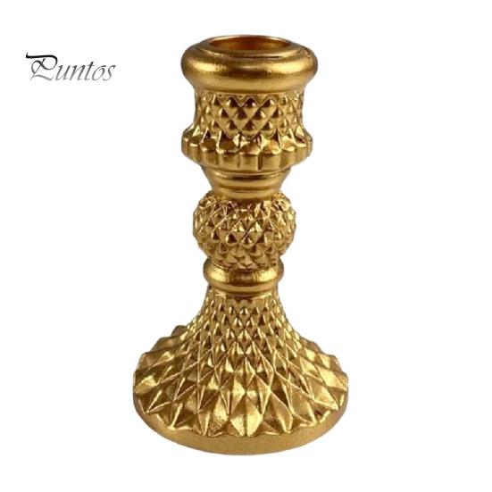 European Retro Candle Holder Vintage Taper Holder, Nostalgic Resin Candlestick Decorative Black Stand for Wedding Party Dinning Table Centerpiece Gold