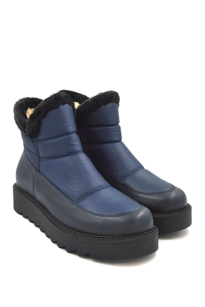 Women Modern Stylish Fashion Boots Genuine Leather Navy Blue Handmade Comfortable Casual Snow Boots
