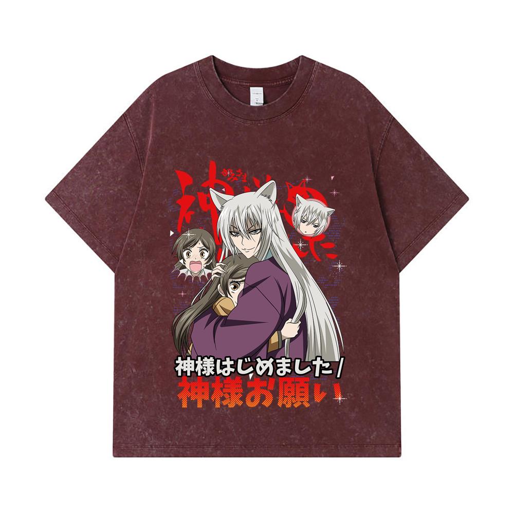 275 GSM Washed T-shirts 100% Cotton Kamisama Kiss V1 Print Unisex Heavy Cotton T Shirt