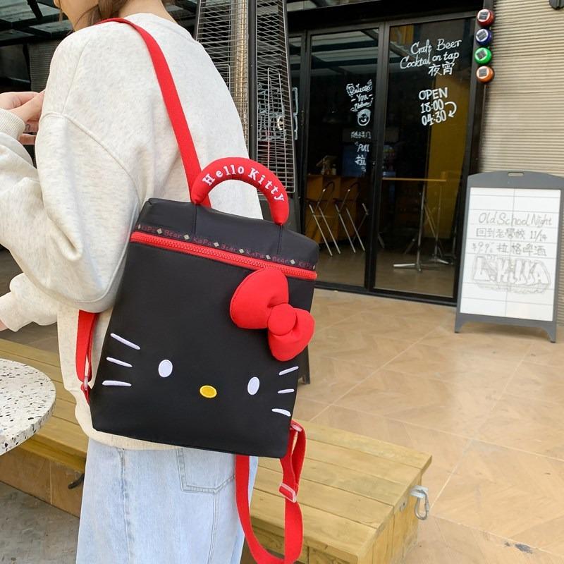 Popular Fashion Handbag Cartoon Bow Backpack High Value Exquisite Soft Cute Black Cat Backpack