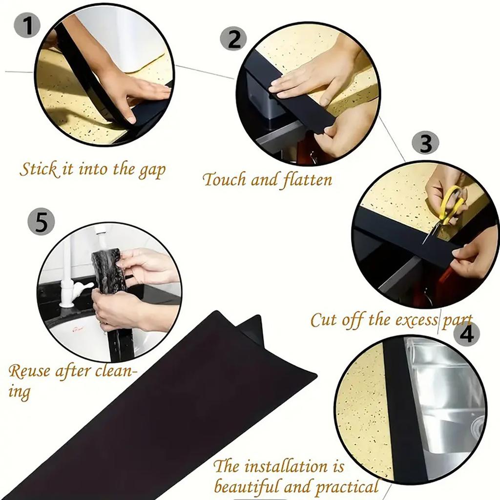 Silicone Kitchen Gap Seal Strip Gas Stove Sealing Strip Oil Stain Resistant Stove Countertop Cover Dust Blocking Strips