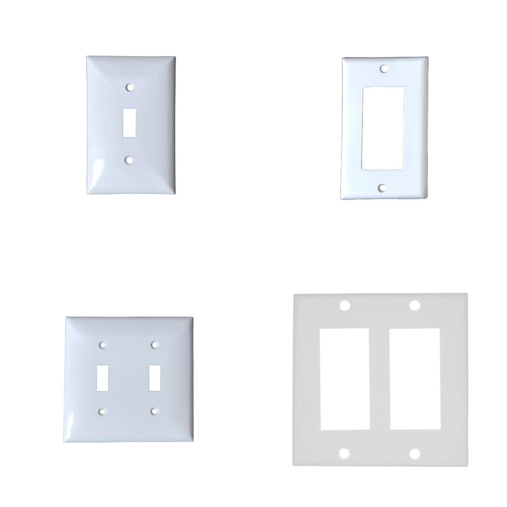 Sleek And Durable White Decorator Outlet Wall Plate Rocker Switch Cover For Home