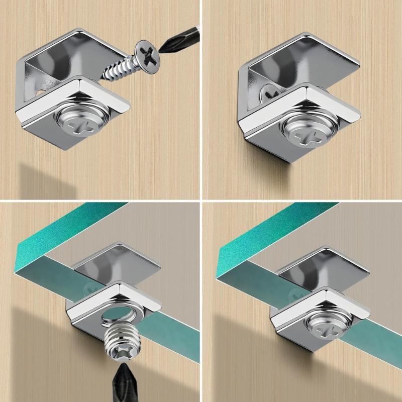 20 Pezzi Clip per Vetro Staffa per Vetro in Acciaio Inossidabile Morsetto per Pannello da 3-8mm Fissaggio Sicuro Bagno Cucina Installazione