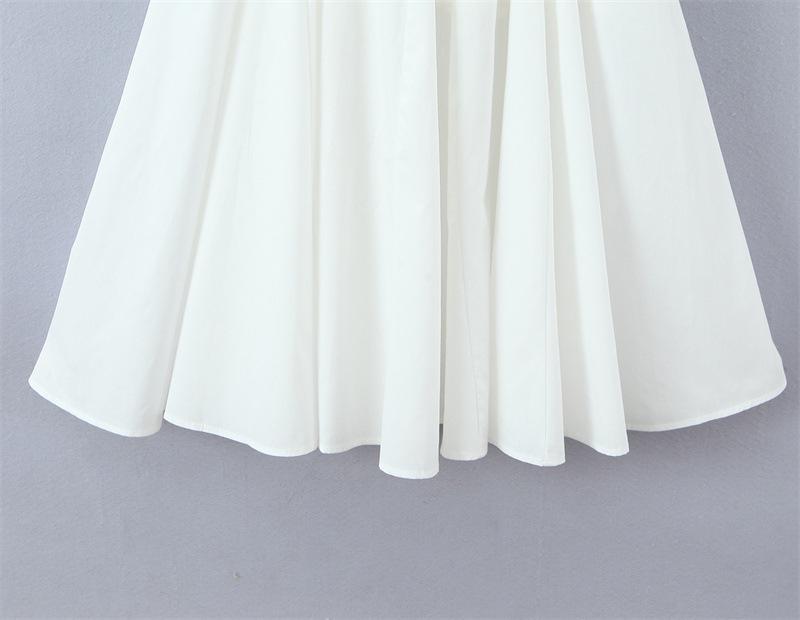 Elegant French Square Neck Short Sleeve Tie-back Dress - Slimming Waist Mid-length Skirt for Summer Vacation