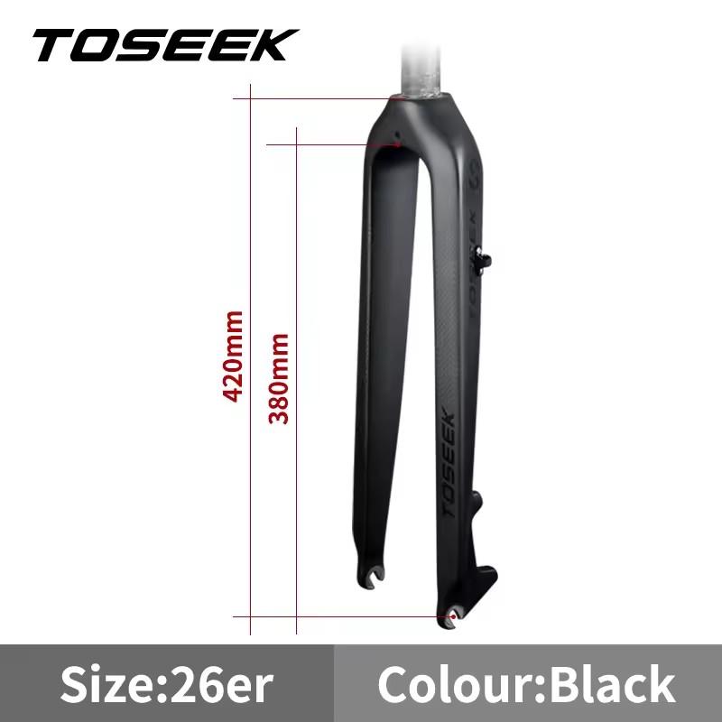 TOSEEK T800 Carbon Fiber Bicycle Front Fork Mountain MTB Bike Fork 26/27.5/29 inch Steerer Tube Straight or Tapered QR 9*100mm Straight - 26er
