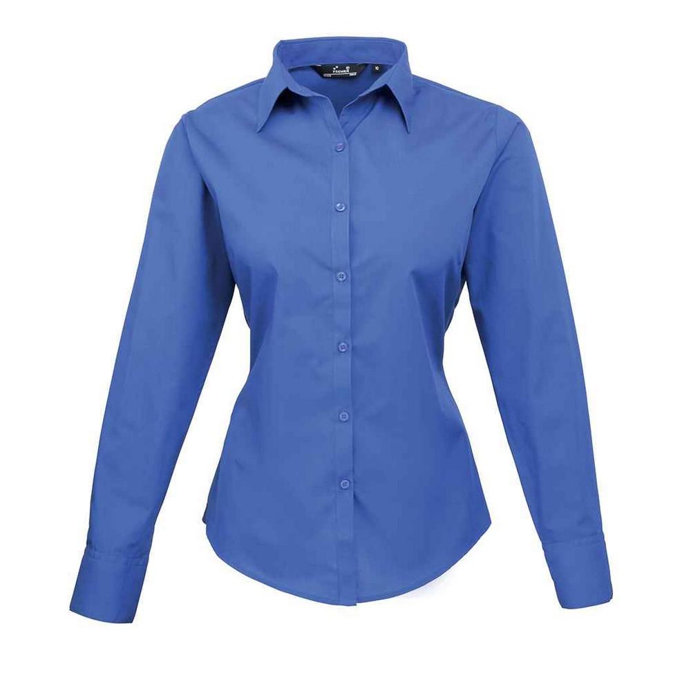 Premier Womens/Ladies Poplin Long-Sleeved Blouse
