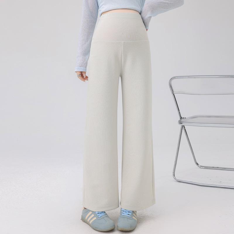 2026 Women s Spring Maternity Knit Wide-Leg Pants, Petite Drop-Effect, Casual Style, No Support Belly. M