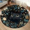 Cartoon Black Cat Round Area Rug,Carpet Rug for Living Room Bedroom Sofa Playroom Decor,Non-slip Floor Mat