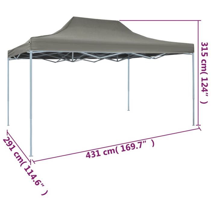 VidaXL Tente Pliable Escamotable 3x4,5 m Anthracite Jardin Tonelle Pavillon 44969