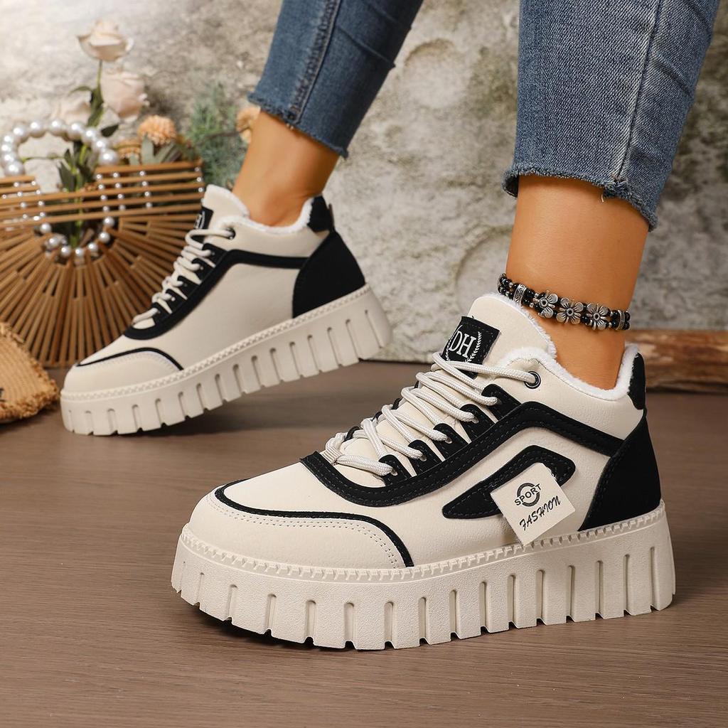 2025 Women's Fleece-lined High-top Winter Sneakers – Thick-soled, Warm, Stylish