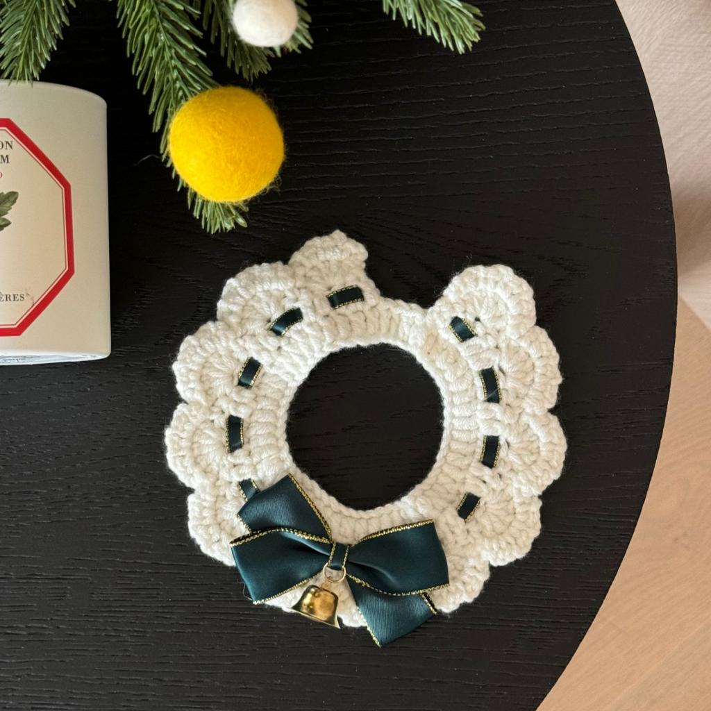 Pet Collars Christmas Pet Necklaces Cats Dogs Bells Reindeer Yarn Woven Scarves Dog Accessories for Small Dogs Puppy