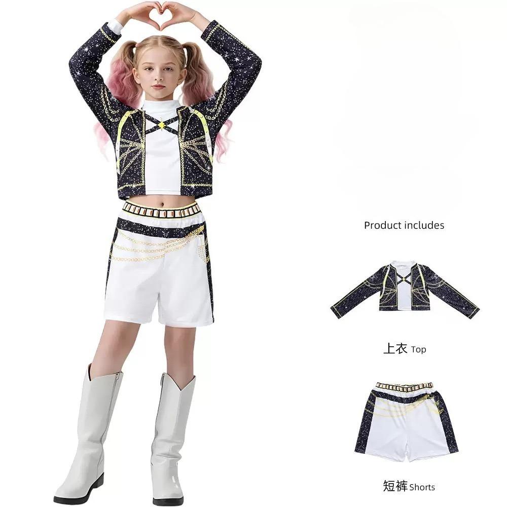 Vêtements de rôle pour film coréen Groupe de filles Costume pour enfants Tenue Vêtements de performance scénique préférés Déguisement Guerrier d'Halloween Kids 110cm