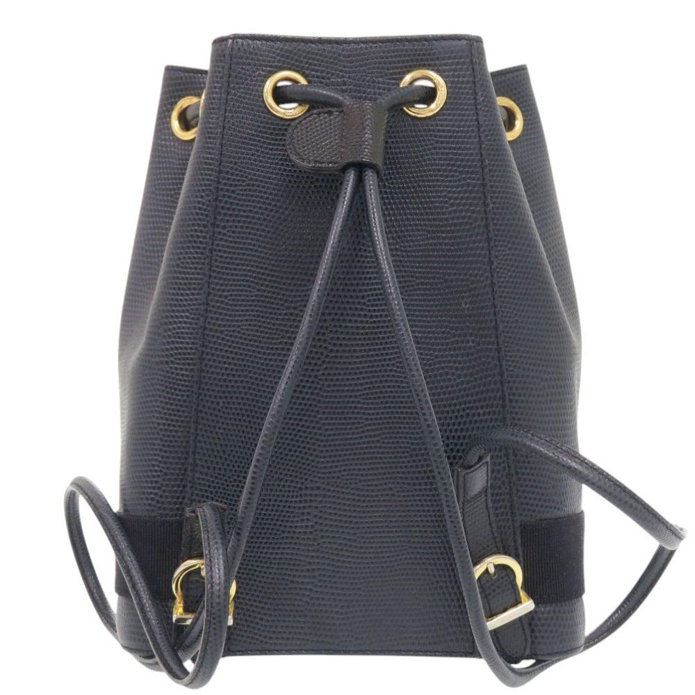 Used AUTHENTIC Salvatore Ferragamo BZ215676 Vala Backpack Daypack Embossed Leather
