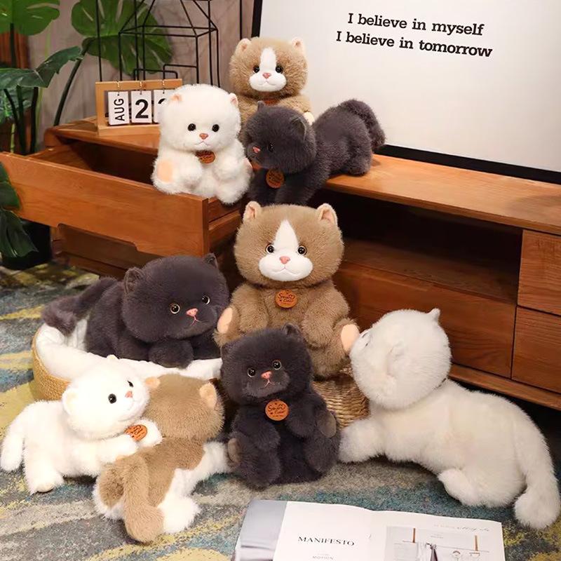 Simulation Cat Fox Doll Three-color Cat Pose Plush Toy Doll Machine Doll Grab Machine Doll