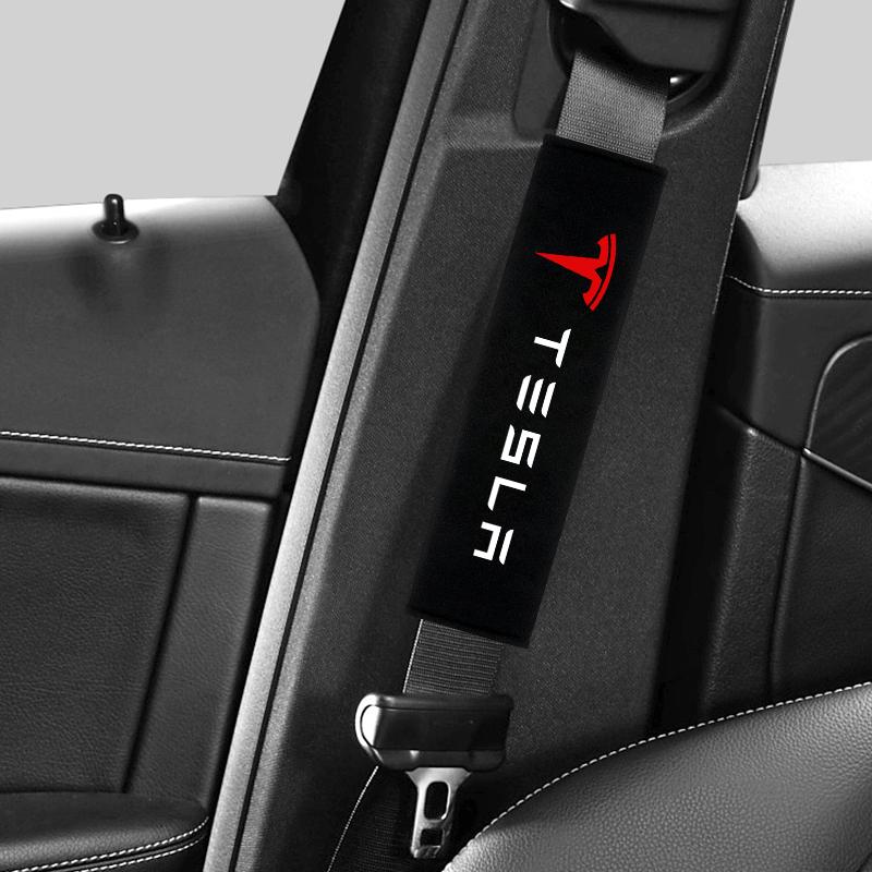 2Pcs Car Interior Accessories Auto Seat Belt Cover Shoulder Pads for Tesla Model Y Model 3 Model S Model X Roadster Car Styling