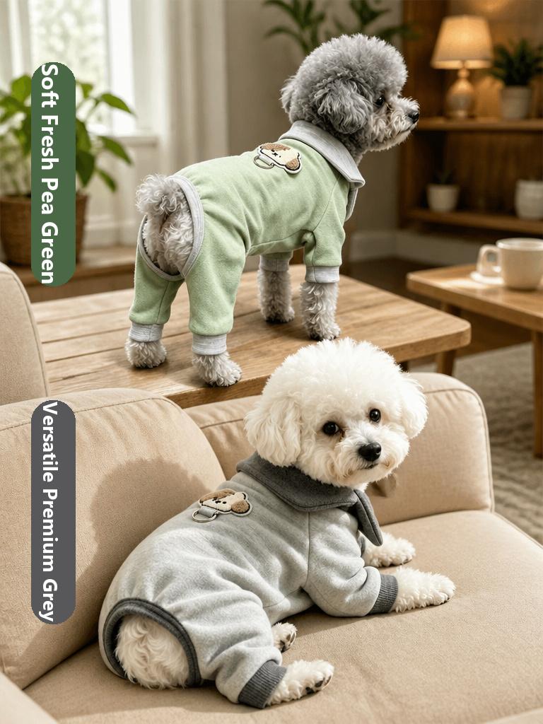 Dog Winter Classic Animal Print Super Soft Warm Elastic One-Piece Four-Legged Small Dog Home Clothing De Velvet Diagonal Collar