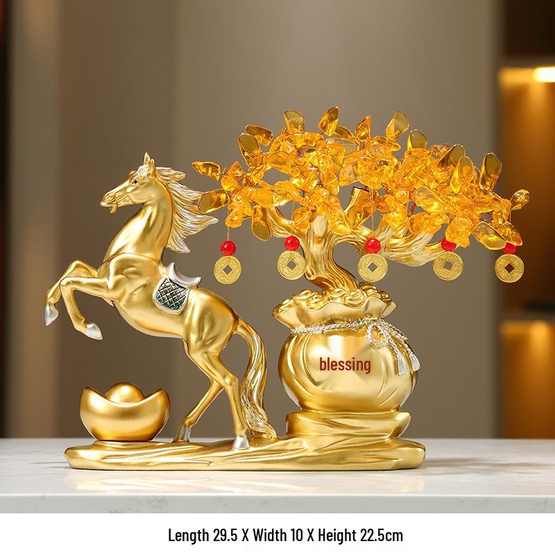 Luxurious Zodiac Horse Money Tree Ornament for Entrance or Living Room Decor: Perfect Gift