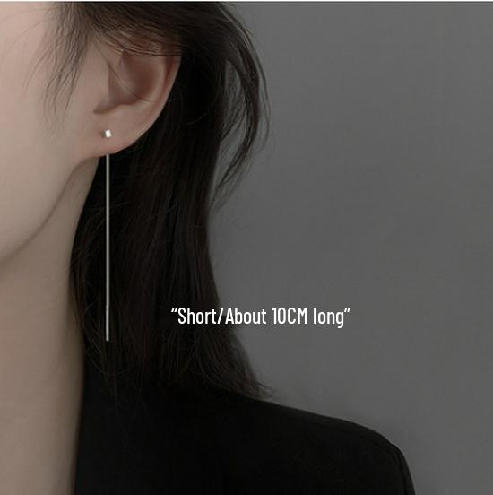 

2022 Новый стиль Длинные стройнящие серьги для женщин - Игла из стерлингового серебра, Маленький квадратный дизайн для круглых лиц