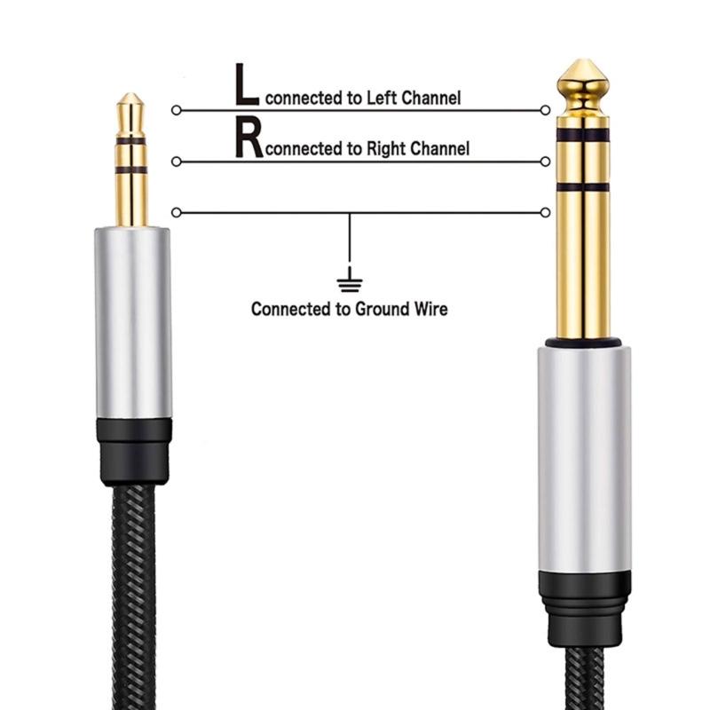 3.5mm to 6.35mm Stereos Music Cable, 6.35mm 1/4" Male to 3.5mm 1/8" Male TRS Bidirectional Stereos Music Cable for Guitar