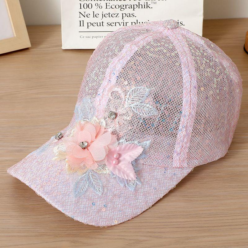 

Тонкая кружевная сетчатая перфорированная дышащая бейсболка с пайетками для женщин, летняя солнцезащитная универсальная кепка Duckbill 55-59cm