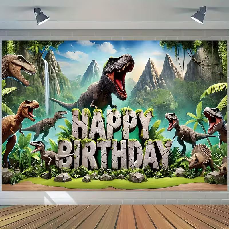 2D Dinosaurier Geburtstag Hintergrund Banner - Kinder Dschungel Party Foto Hintergrund