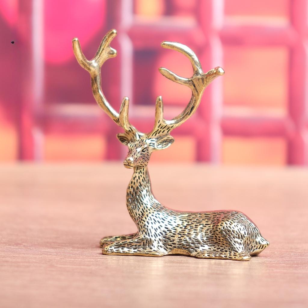 Brass Deer Figure Home Decor Ornament Creative Home Office Desktop Deer Ornament Crafts Tea Pet Decoration
