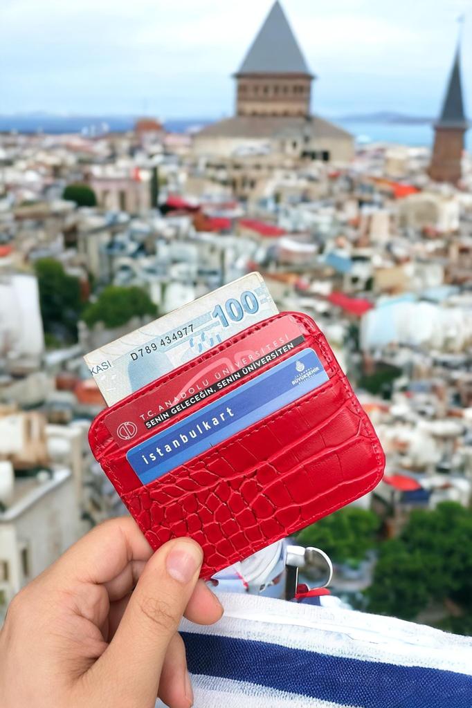 Kadın kartlık çift taraflı küçük hediyelik aksesuar kırmızı