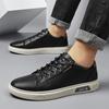 Fashion Men's Genuine Leather Sneakers Casual Fashion Walking Shoes Comfortable Lightweight Skate Shoes for Men Breathable Men Flats