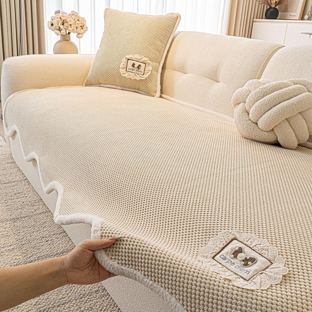 Cream wind special-shaped sofa cushion universal in all seasons 2025 new irregular sofa seat cushion fixed non-slip cover cloth towel