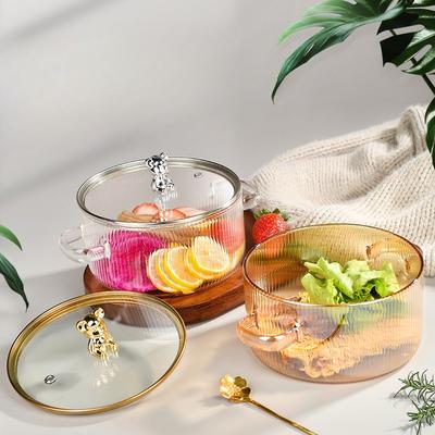 Thickened High Borosilicate Glass Stew Pot,transparent Cooking Pot,soup Pot,heated Double Handle Stew Pot with Lid, Cooking Tool