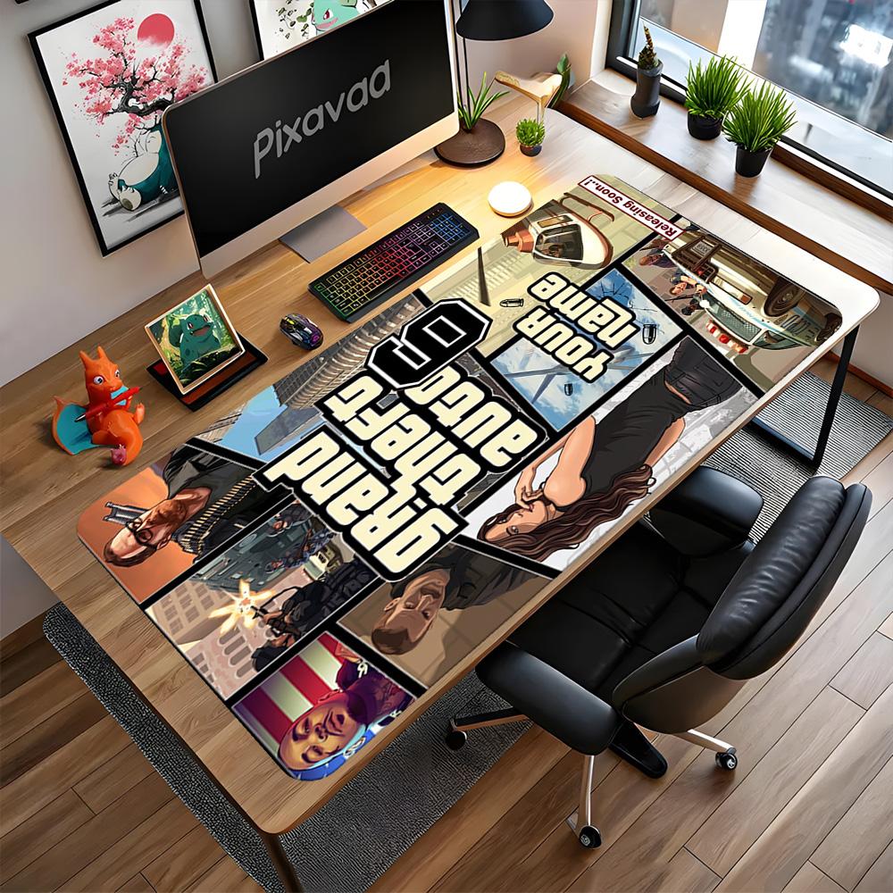 Grand Theft Auto Personalized Text Mouse Pad Keyboard Pad Computer Desk Keyboard Mat Non-Slip Rubber Base Computer Decor Item Office Use