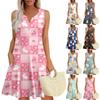 Womens Summer Dresses Loose V Neck Sleeveless Sundresses Dress With Pockets