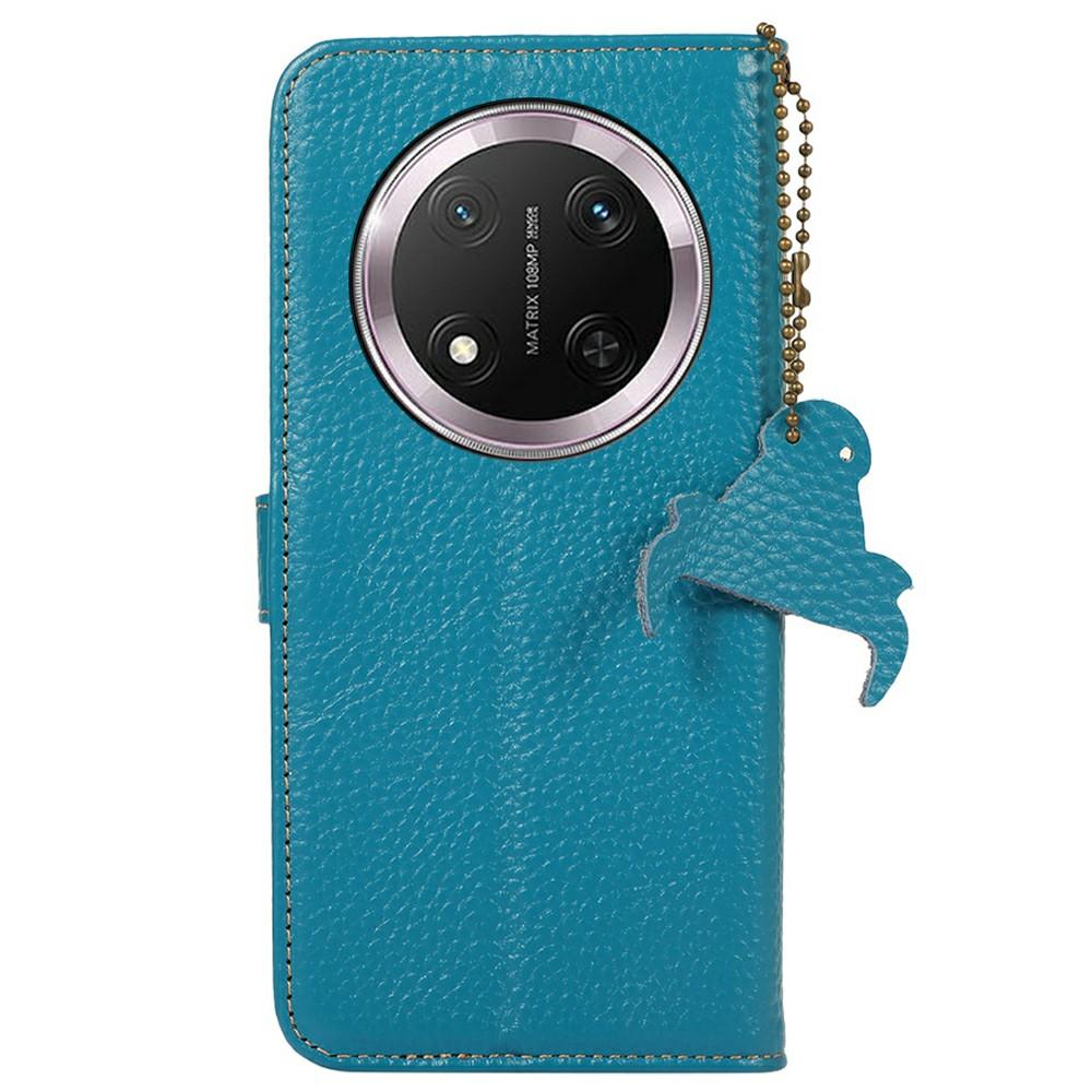 For Honor Magic7 Lite 5G/X9c 5G/X60 Pro 5G Case RFID Blocking Genuine Cow Leather Phone Cover Litchi Texture