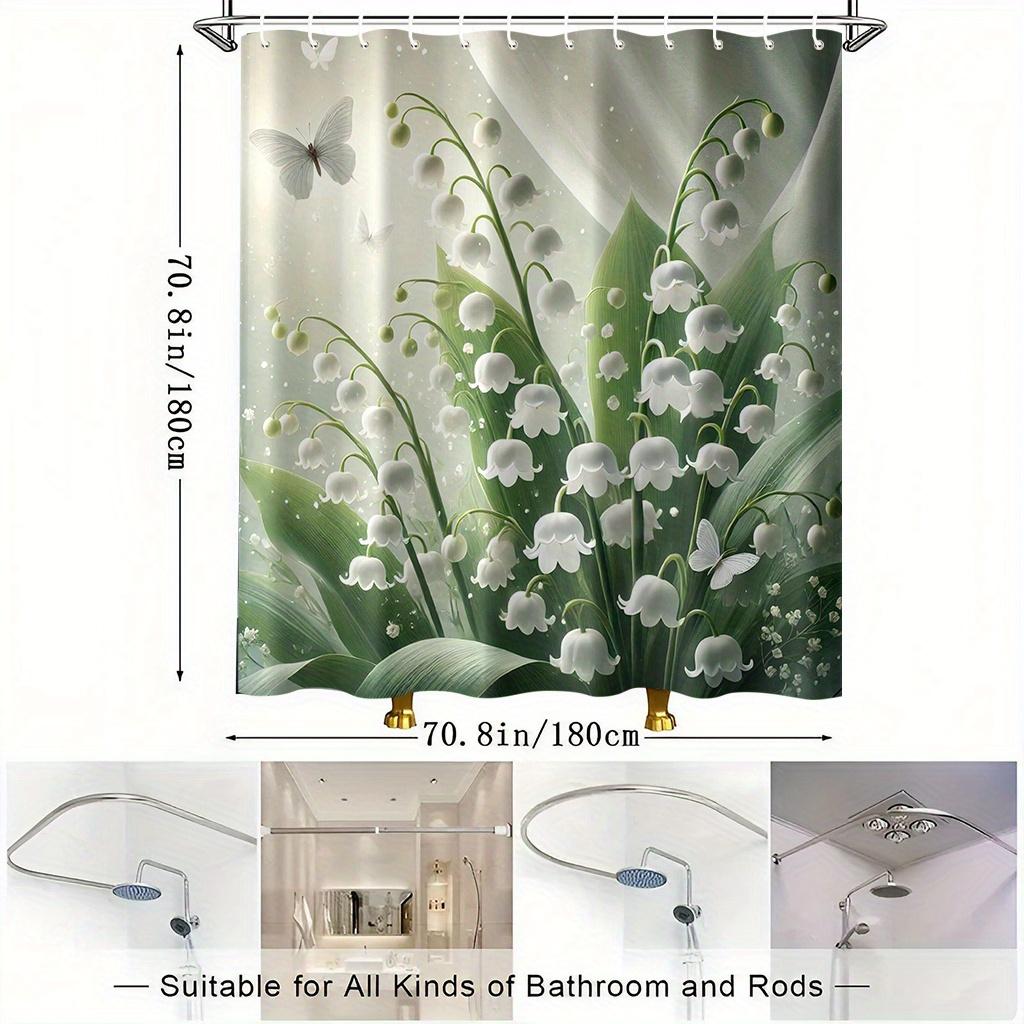 1Pcs Shiny Butterfly Flower Waterproof Shower Curtain Modern Polyester Bathroom Partition 12 Hooks