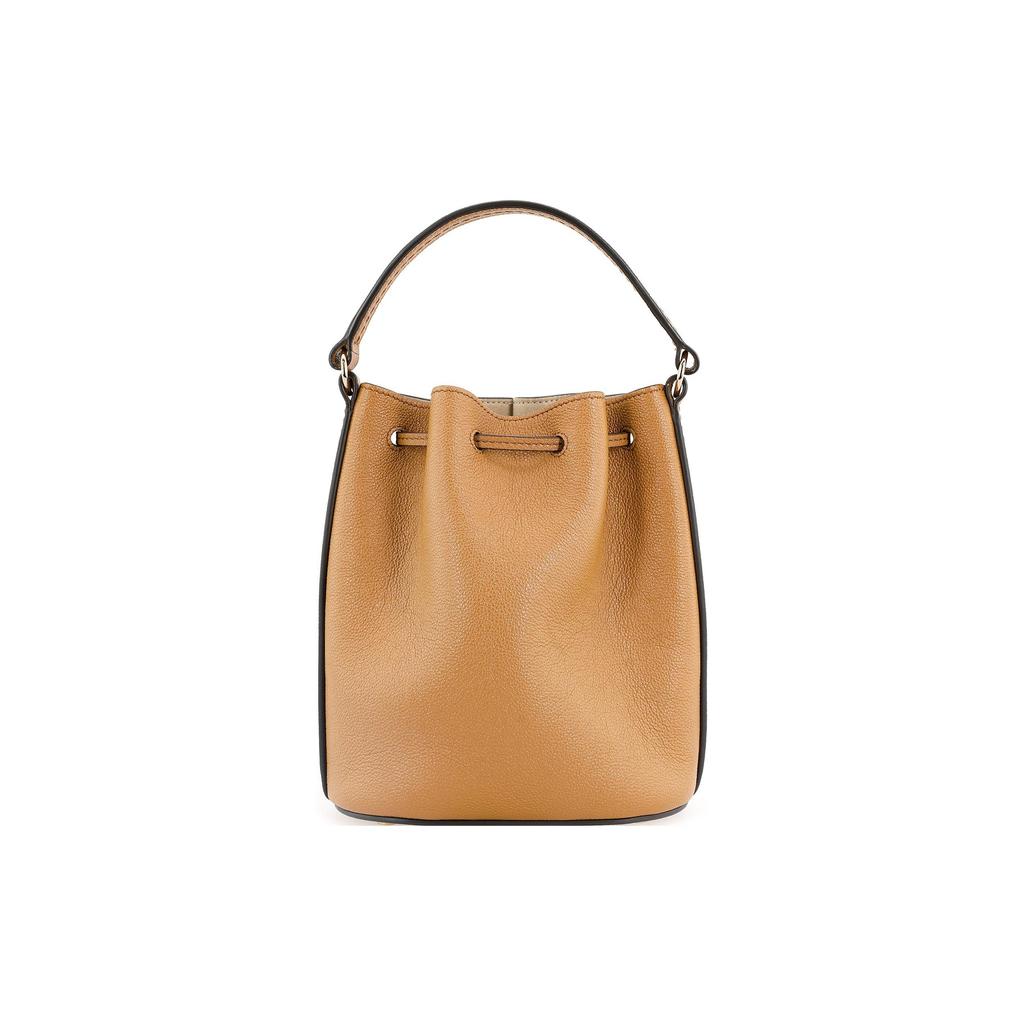Tods Timeless Metal T Logo Drawstring Closure Leather Bucket Bag Women Bags Brown XBWTSAQ0000Q8ES410