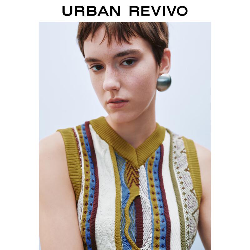 UR 2025 Spring Women's Retro Multi-Color Knit Sleeveless Top