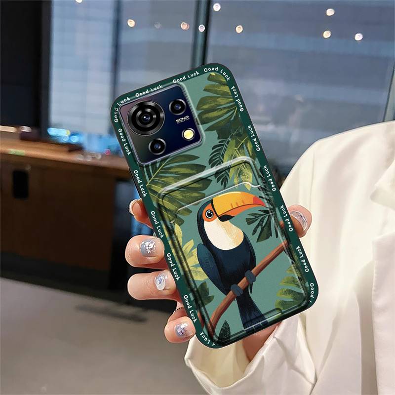 Card Slot Silicone Phone Case For ZTE Blade V50 Vita Fashion Design Dirt-resistant Waterproof Durable Anti-dust Card Bag