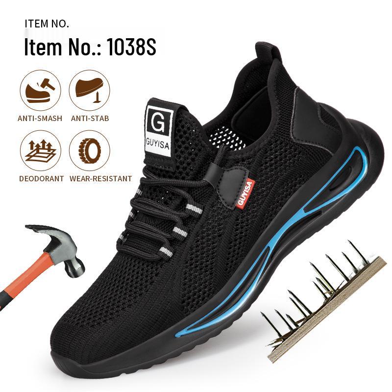 Men's Steel Toe Cap Safety Shoes: Breathable, Anti-Smash, Anti-Puncture, and Wear-Resistant for Cross-Border Labor Protection.
